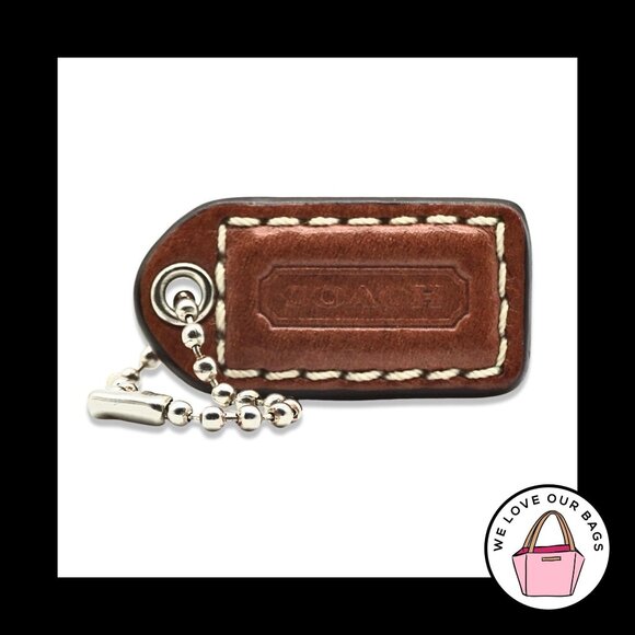 1.5" Y2K VINTAGE COACH British Tan Brown Leather Fob Bag Charm Keychain Hang Tag - Picture 1 of 1